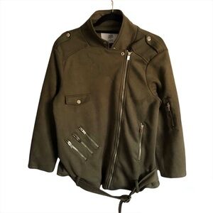 Sixth June Paris green faux suede moto jacket
